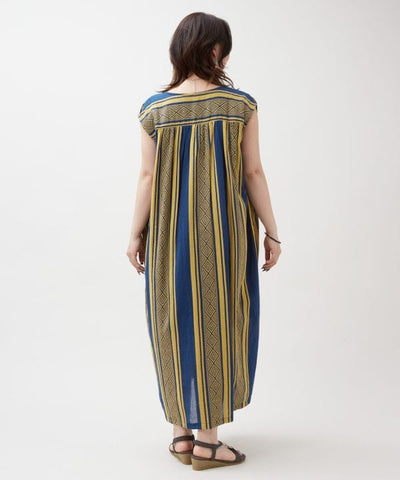 Geometric Stripe Sleeveless Dress by AMINA - Ametsuchi