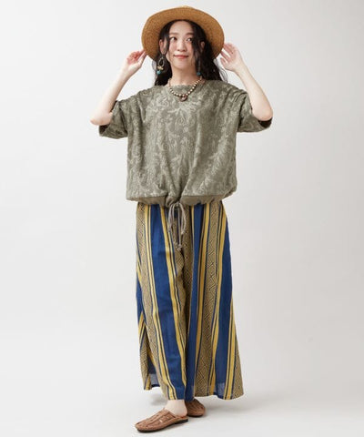 Geometric Stripe Relax Pants by AMINA - Ametsuchi