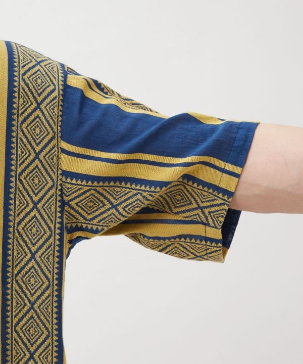 Men Stripe Open Collar Shirt by AMINA - Ametsuchi