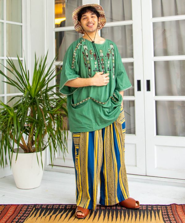 Men Stripe Wide Leg Pants by AMINA - Ametsuchi