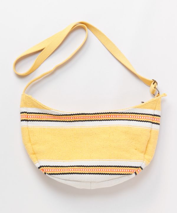 Geometric Pattern Woven Round Shoulder Bag