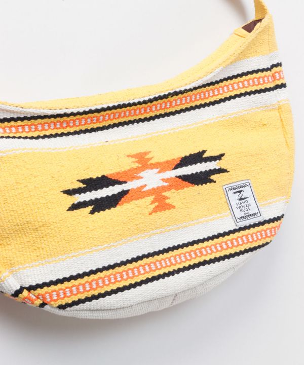 Geometric Pattern Woven Round Shoulder Bag