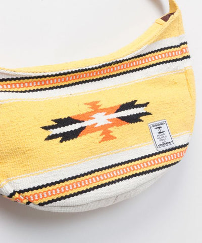 Geometric Pattern Woven Round Shoulder Bag