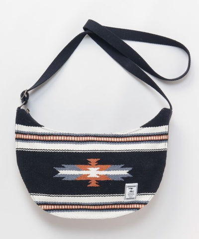 Geometric Pattern Woven Round Shoulder Bag