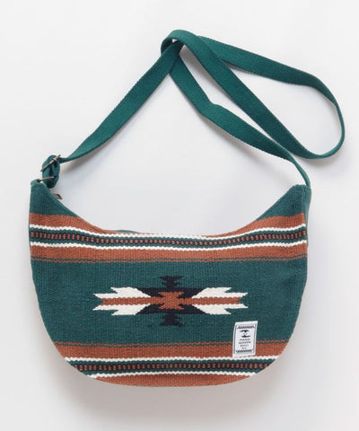 Geometric Pattern Woven Round Shoulder Bag