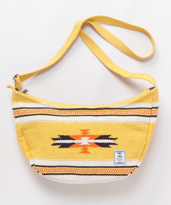 Geometric Pattern Woven Round Shoulder Bag