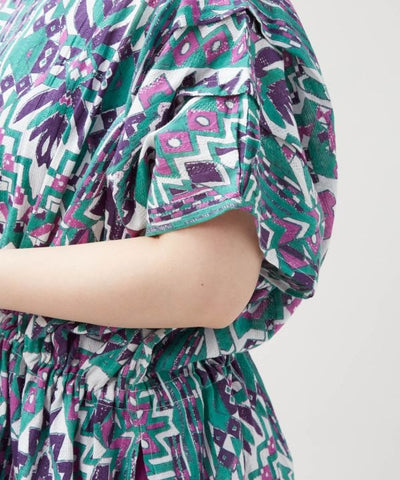 Geometric Pattern Cotton Dress by AMINA - Ametsuchi