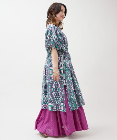Geometric Pattern Cotton Dress by AMINA - Ametsuchi