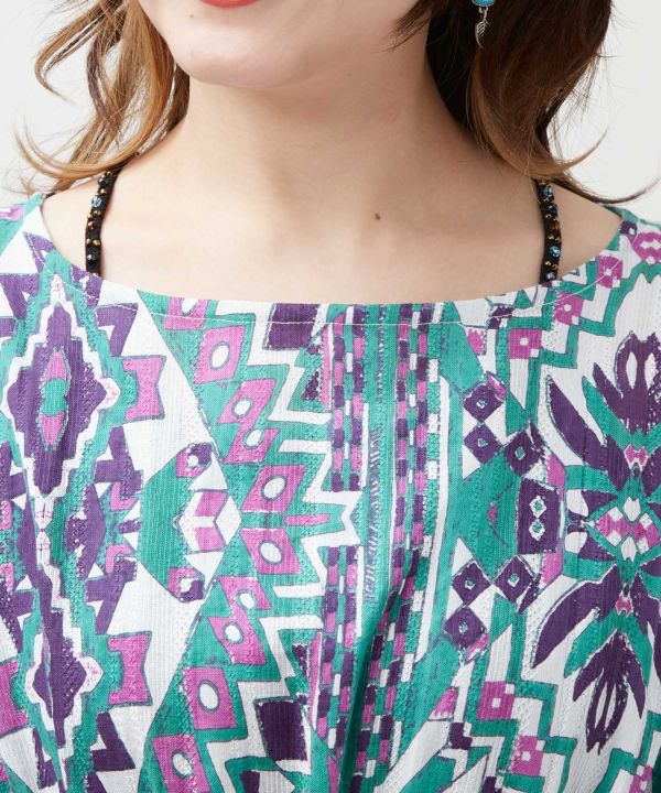 Geometric Pattern Cotton Dress by AMINA - Ametsuchi