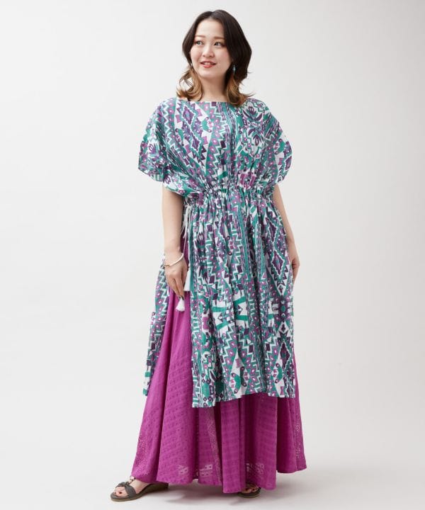 Geometric Pattern Cotton Dress by AMINA - Ametsuchi