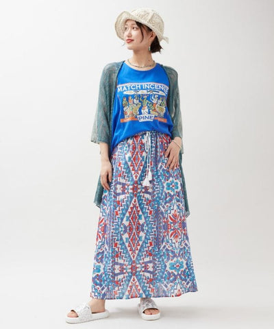 Geometric Pattern Cotton Skirt by AMINA - Ametsuchi