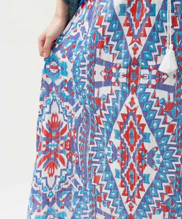 Geometric Pattern Cotton Skirt by AMINA - Ametsuchi