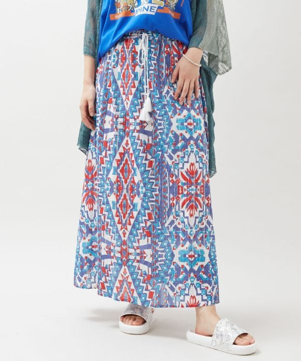 Geometric Pattern Cotton Skirt by AMINA - Ametsuchi