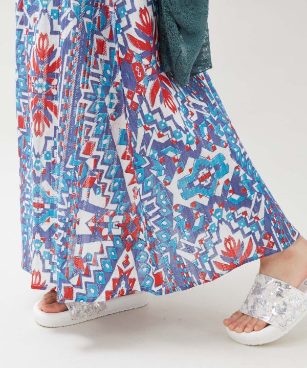 Geometric Pattern Cotton Skirt by AMINA - Ametsuchi