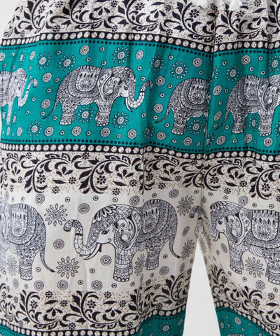 Elephant Motif Rayon Pants
