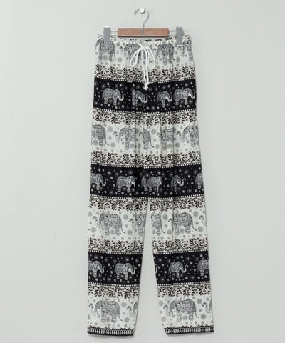 Elephant Motif Rayon Pants