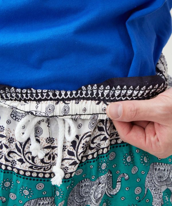 Elephant Motif Rayon Pants
