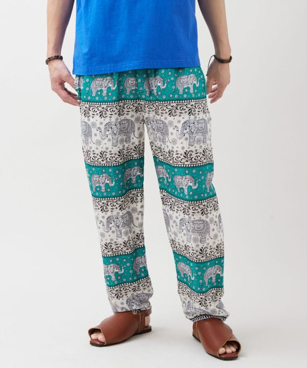 Elephant Motif Rayon Pants