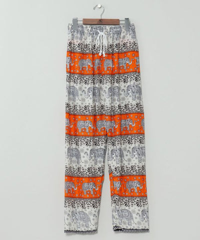 Elephant Motif Rayon Pants