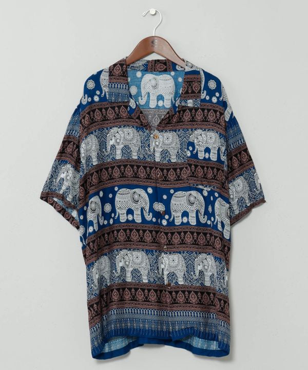 Thai Elephant Rayon Shirt by AMINA - Ametsuchi