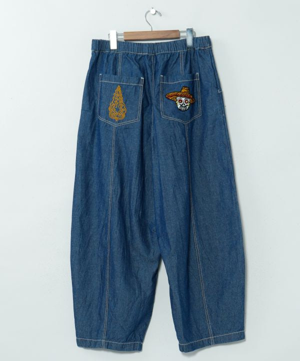Embroidered Balloon Denim Pants by AMINA - Ametsuchi