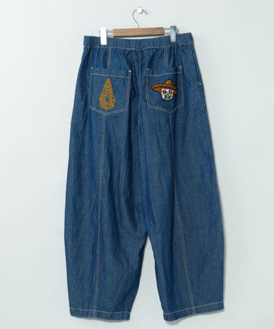 Embroidered Balloon Denim Pants by AMINA - Ametsuchi