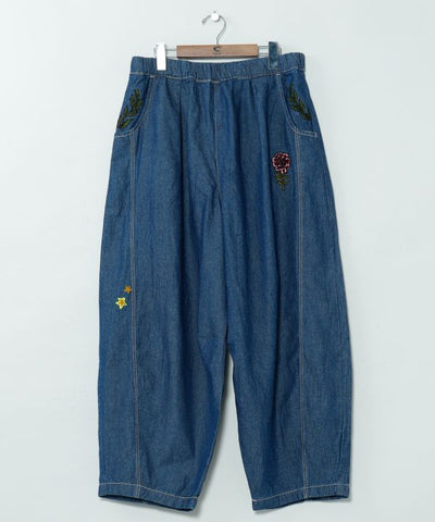 Embroidered Balloon Denim Pants by AMINA - Ametsuchi
