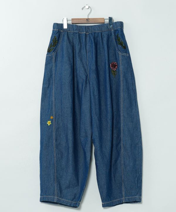 Embroidered Balloon Denim Pants