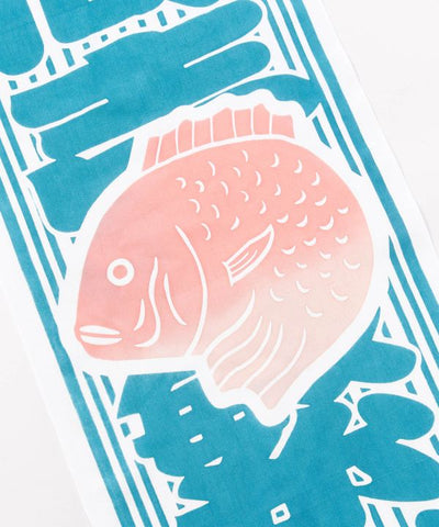 Tenugui Towel - Sea Bream 商売繁盛 by Kaya - Ametsuchi