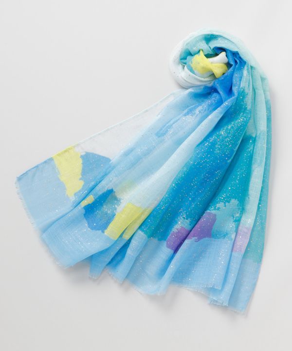 Watercolor Print Lightweight Stole by AMINA - Ametsuchi