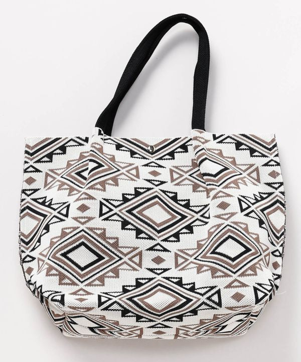 Geometric Print Tote Bag by AMINA - Ametsuchi