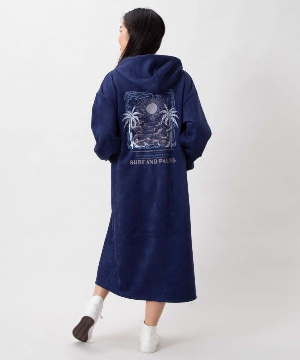 Hawaiian Landscape Embroidered Hooded Dress - SURF＆Palms