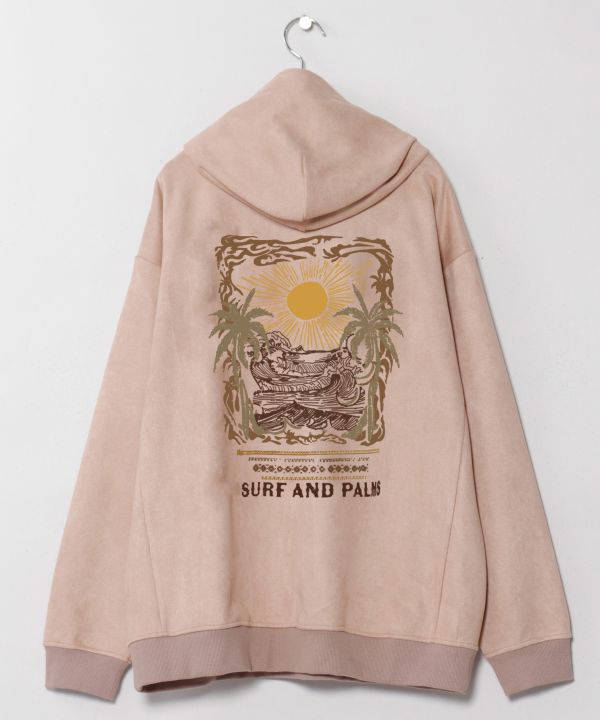 Hawaiian Landscape Embroidered Zip Hoodie - SURF＆Palms