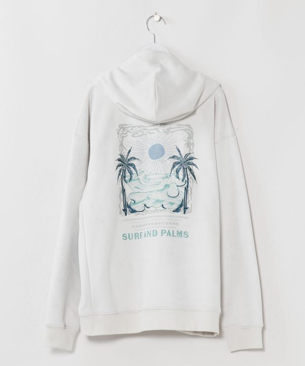 Hawaiian Landscape Embroidered Zip Hoodie - SURF＆Palms