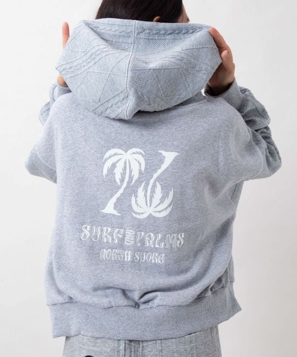 Embroidered Flocked Knit Hood Top - SURF＆Palms
