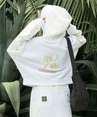 Embroidered Flocked Knit Hood Top - SURF＆Palms