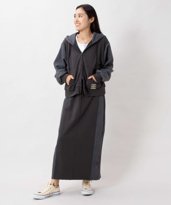 Embroidered Flocked Knit Zip Up Hoodie - SURF＆Palms