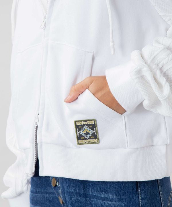 Embroidered Flocked Knit Zip Up Hoodie - SURF＆Palms