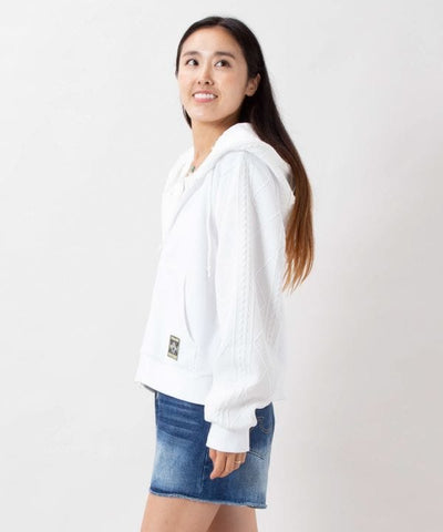 Embroidered Flocked Knit Zip Up Hoodie - SURF＆Palms