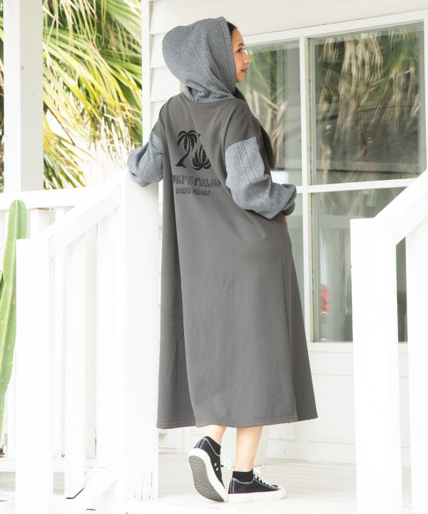 Embroidered Flocked Knit Hood Dress - SURF＆Palms