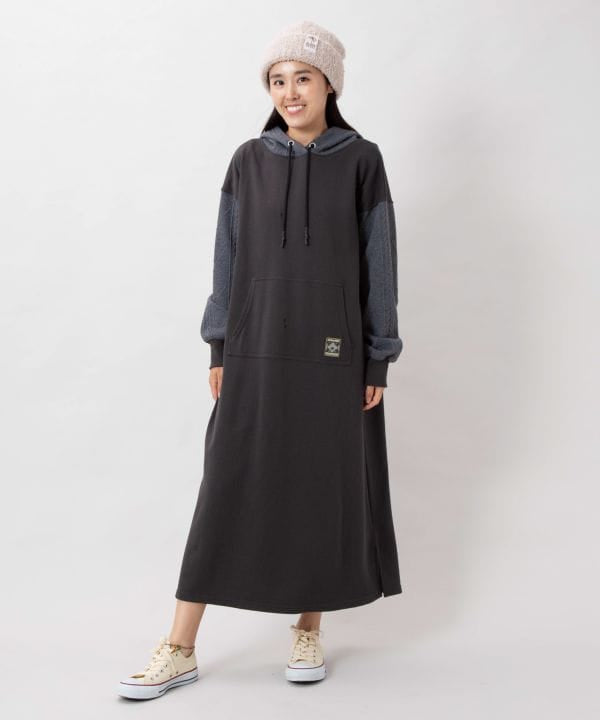 Embroidered Flocked Knit Hood Dress - SURF＆Palms