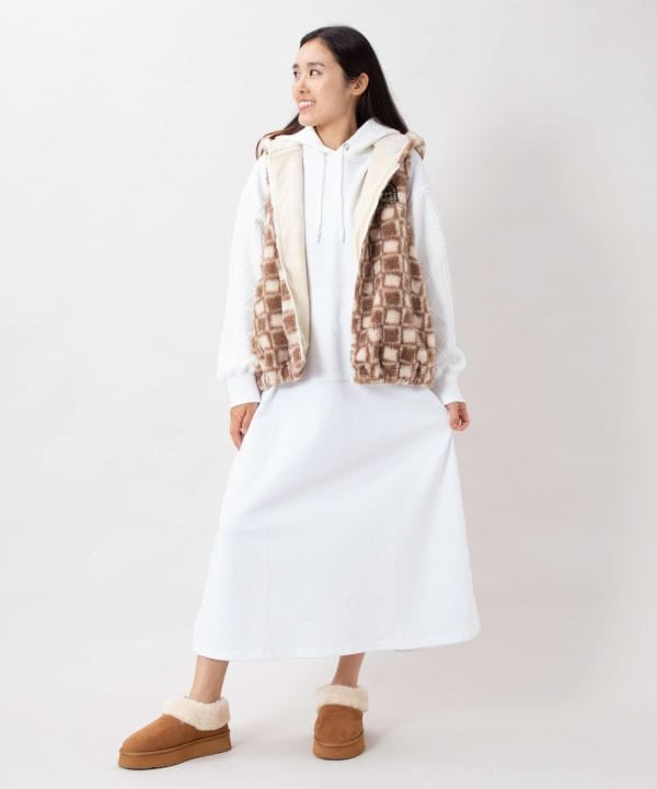 Embroidered Flocked Knit Hood Dress - SURF＆Palms