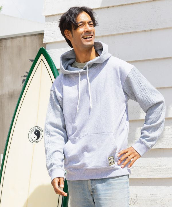 Embroidered Flocked Knit Hood Top - SURF＆Palms