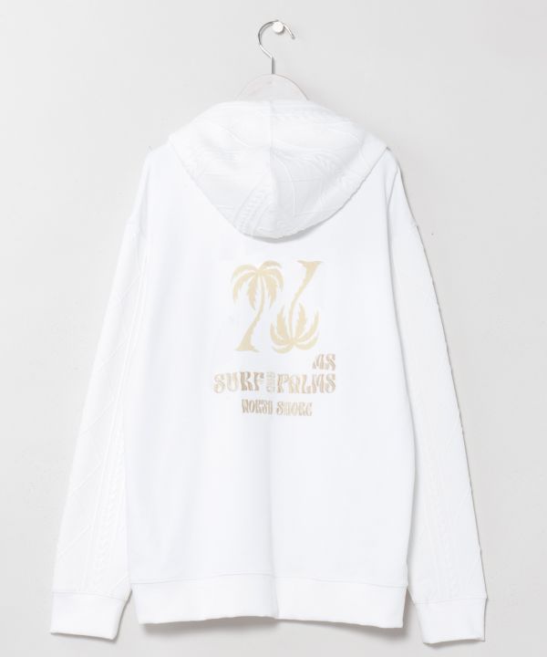 Embroidered Flocked Knit Hood Top - SURF＆Palms