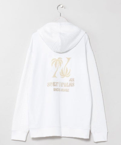 Embroidered Flocked Knit Hood Top - SURF＆Palms