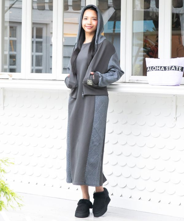 Embroidered Knit Hoodie Dress Set - SURF＆Palms