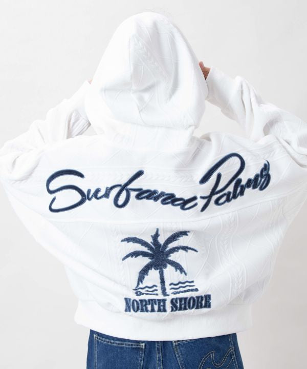 SURF＆Palms Embroidered Knit Hooded Top