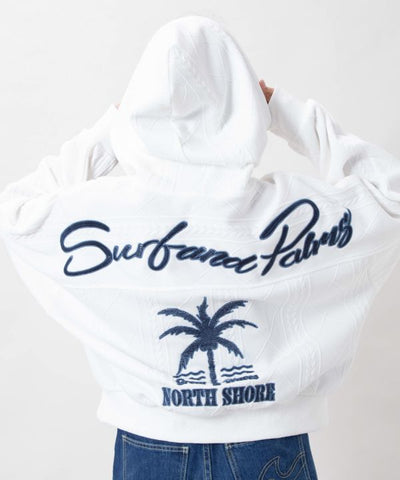 SURF＆Palms Embroidered Knit Hooded Top