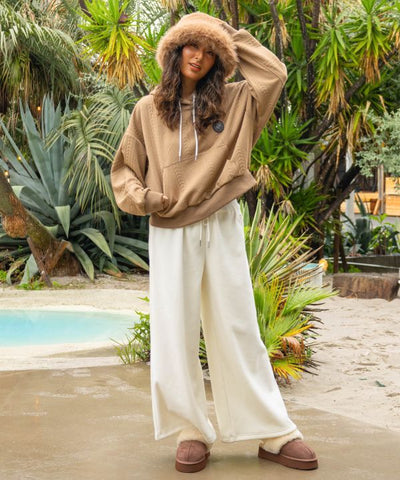 SURF＆Palms Embroidered Knit Hooded Top