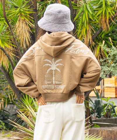 SURF＆Palms Embroidered Knit Hooded Top